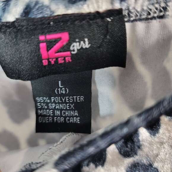 2/$15 IZ Byer Animal Print Leggings Gray Black Size 14 Large Velvet Pull On Pant - Picture 6 of 6